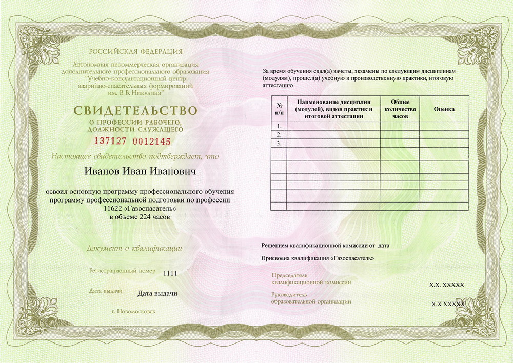 Свидетельство, фото